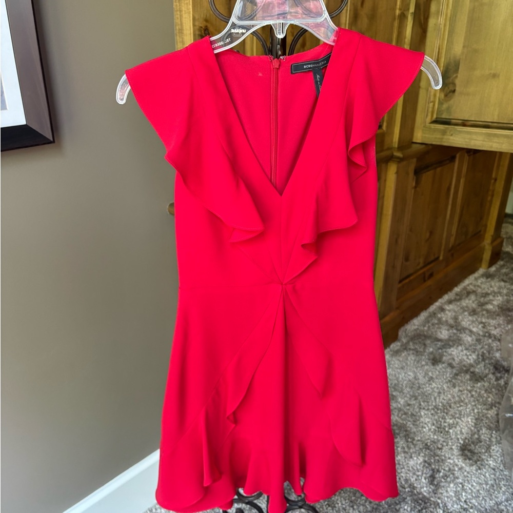 Elegant Red Ruffle Dress